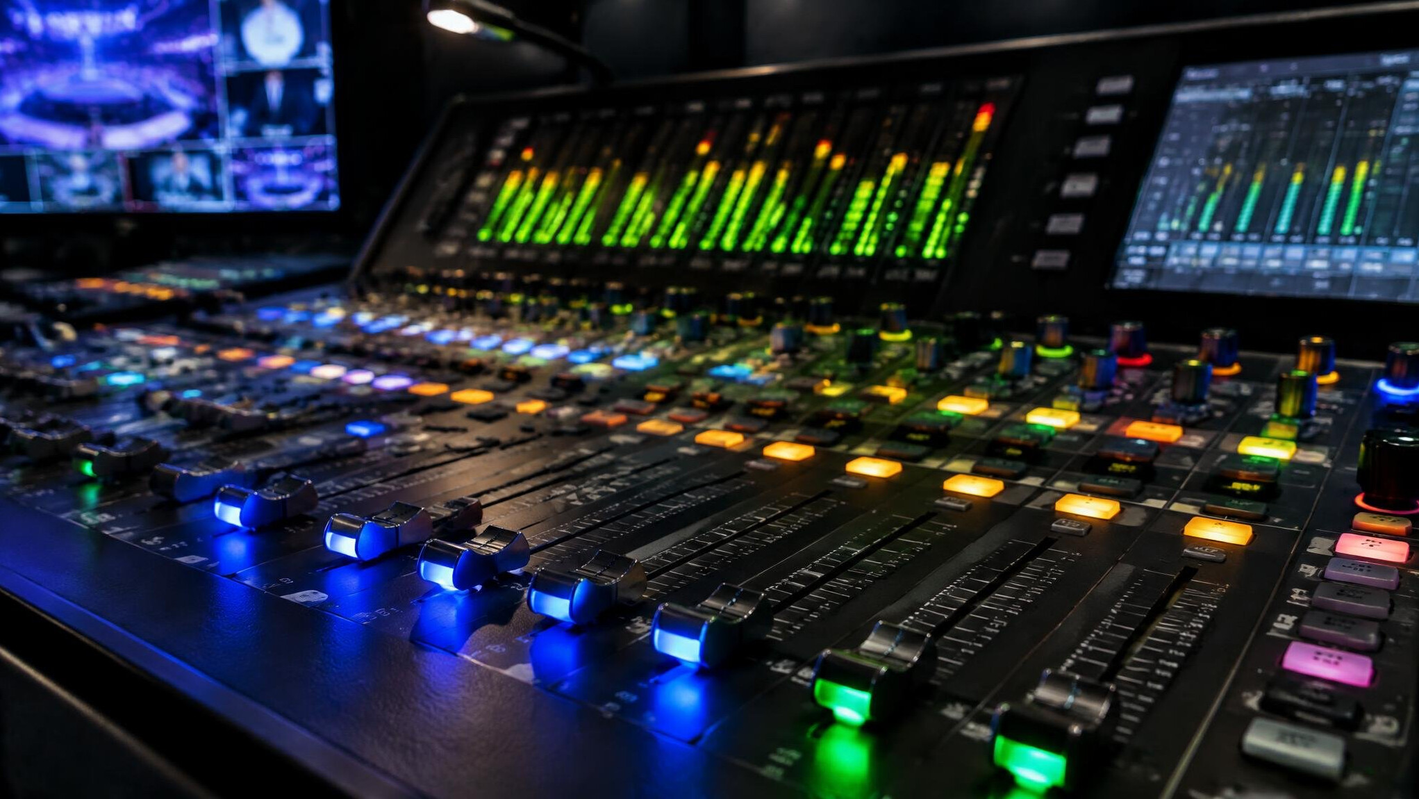 Audio mixing console used for live broadcast sound